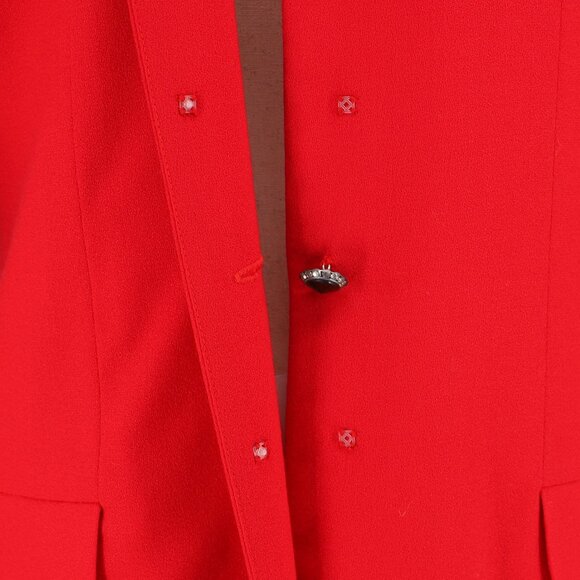 VINTAGE CHRISTIAN DIOR "Robes du Soir" Button Front Tailored Dress Bright Red - Picture 6 of 8
